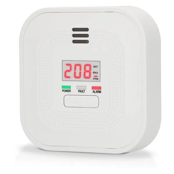 Gasmelder, Rauchmelder, Digitale Anzeige, weißes Gerät, Alarmanzeige