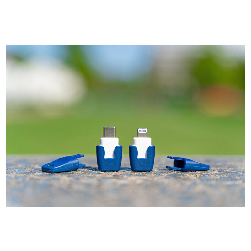 USB‑Adapter, Micro USB, Lightning-Stecker, blaue Adapter, Kabelzubehör