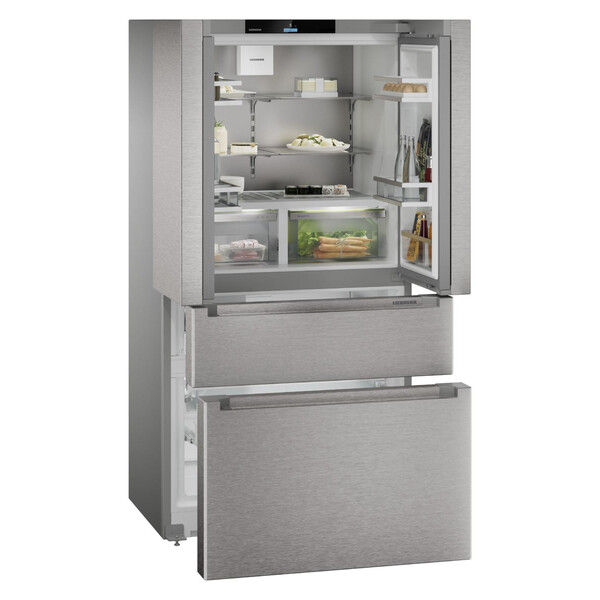 Kühlschrank, Gerätefront, modern, Edelstahl, Doppel-Schublade Gefrierfach