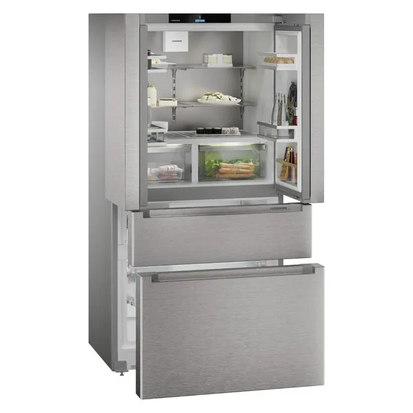 Kühlschrank, Gerätefront, modern, Edelstahl, Doppel-Schublade Gefrierfach