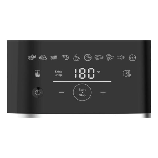 Induktionskochfeld, digitale Anzeige, Bedienfeld, Start Stop, Temperatur 180°C