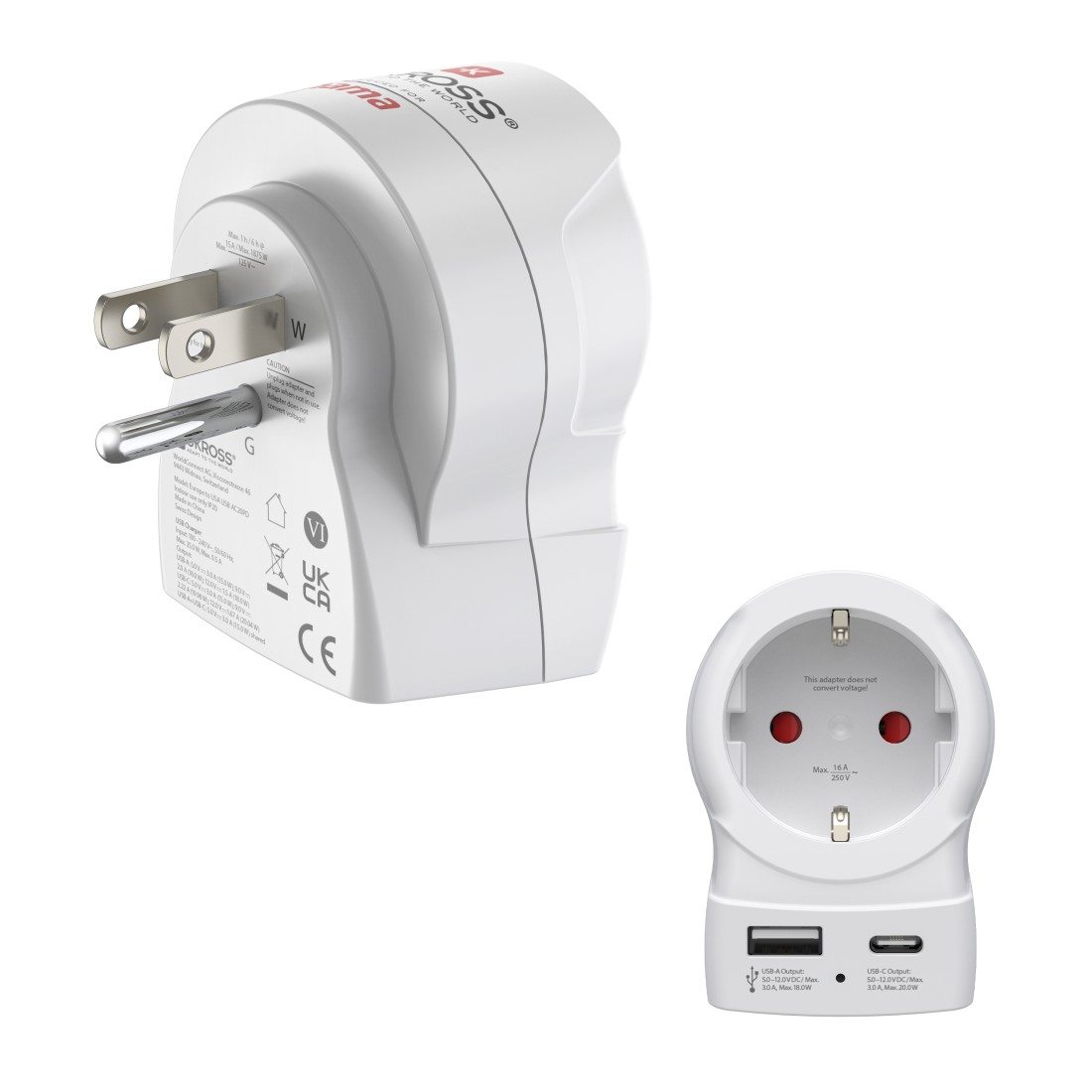 Reiseadapter, Universaladapter, UK-EU-Stecker, 3-poliger Stecker, USB-Anschlüsse