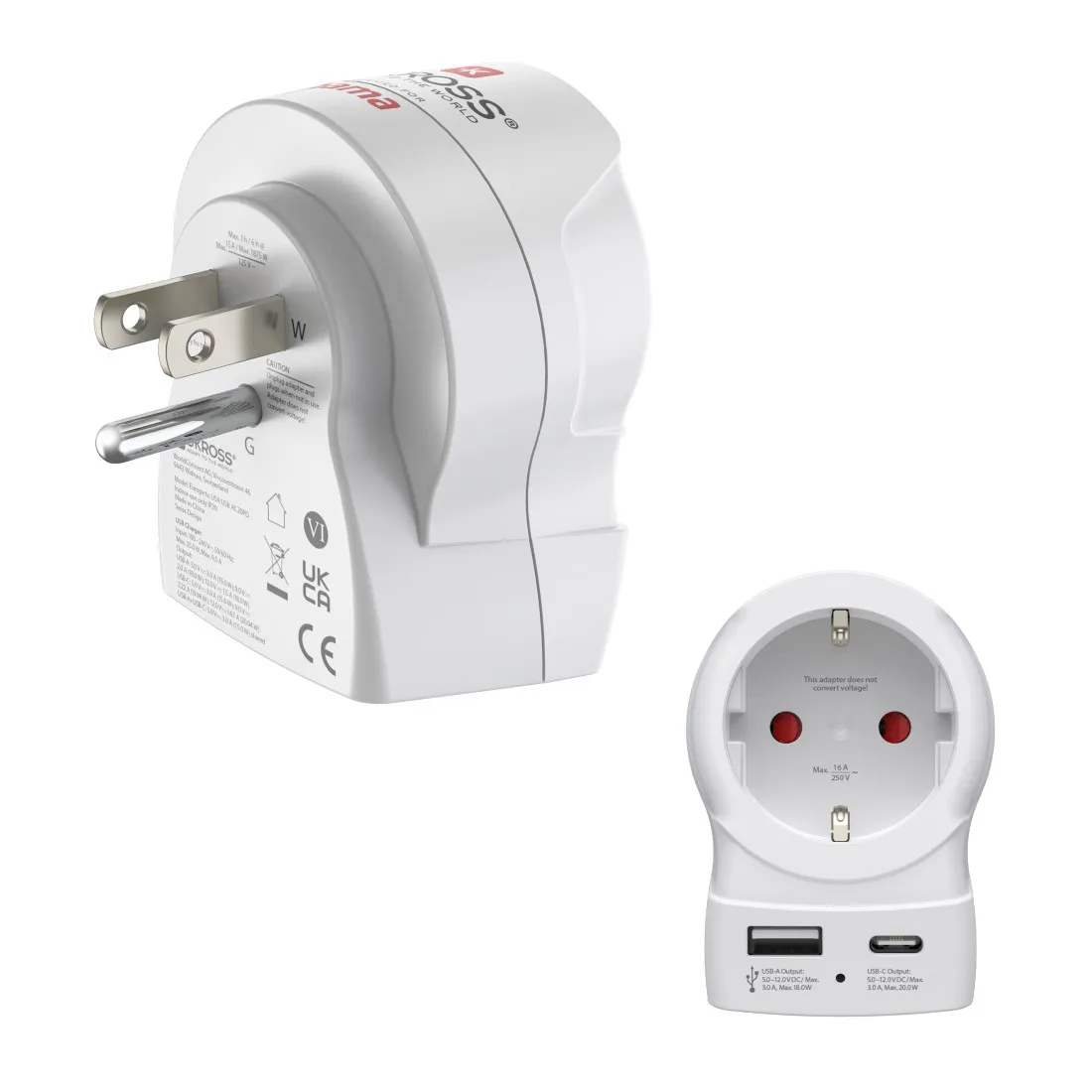 Reiseadapter, Universaladapter, UK-EU-Stecker, 3-poliger Stecker, USB-Anschlüsse