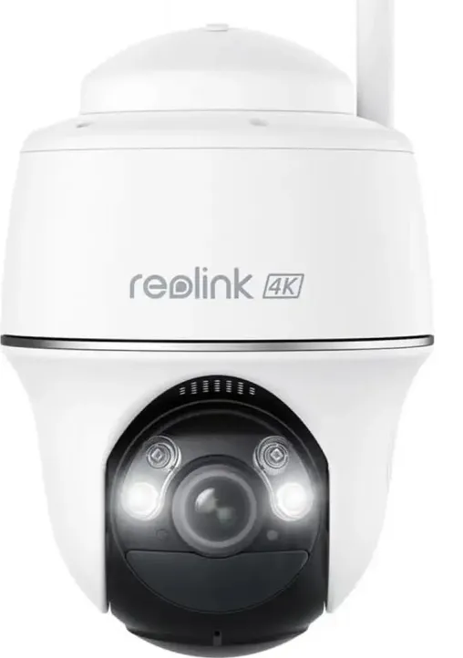 Überwachungskamera, 4K-Auflösung, Schwenk-Neige-Funktion, weißes Gehäuse, WLAN-Antenne