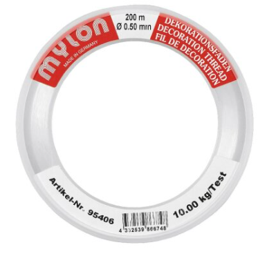 MYLON Dekorationsfaden 200m , 0.5mm, transparent auf Armreif