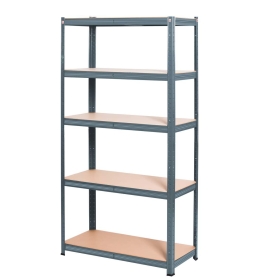 Regal aus Metall, Metallregal, Vierschichtregal, Stahlrahmen, Holzregalplatten