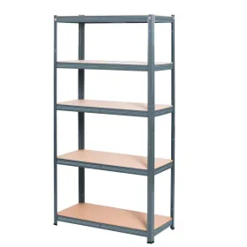Regal aus Metall, Metallregal, Vierschichtregal, Stahlrahmen, Holzregalplatten