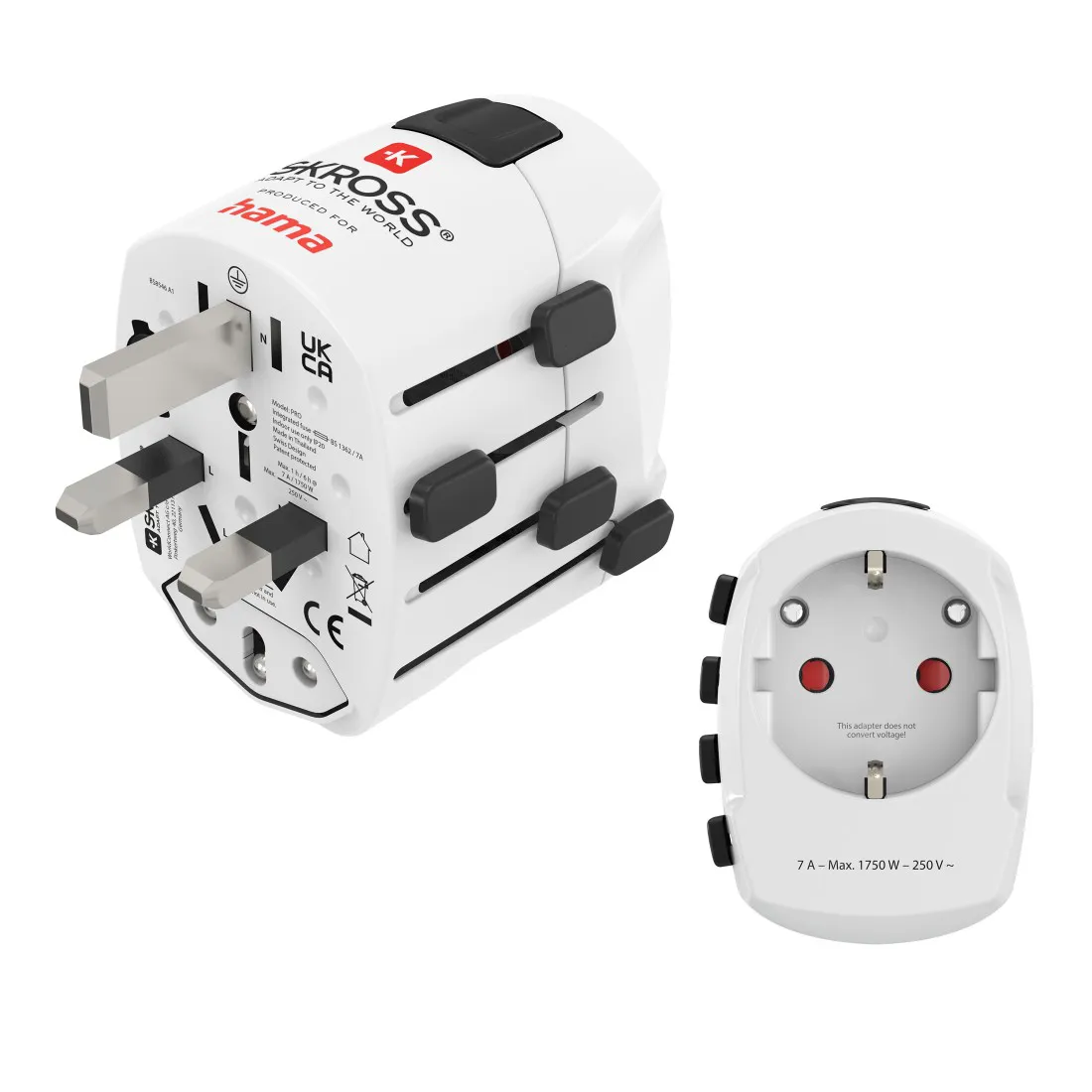 Reiseadapter, Universeller Stecker, Mehrfachsteckdose, weißer Adapter, UK/EU-Stecker