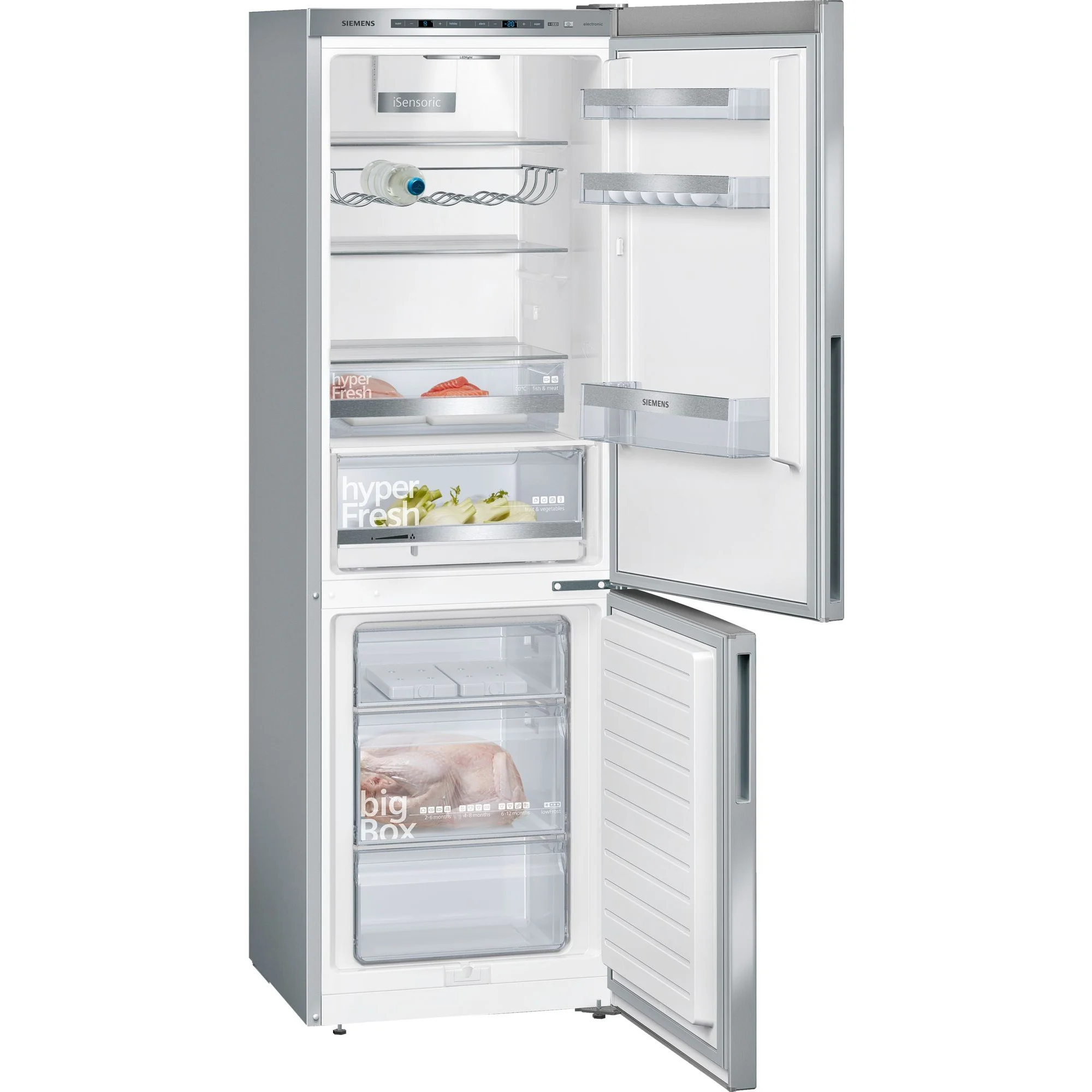 Kühlschrank, Standgerät, Doppel Türen, Edelstahl, frostfrei