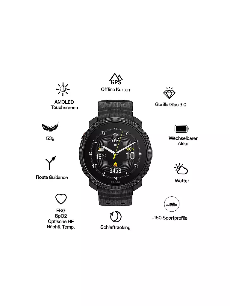 Polar Vantage M3 Sportuhr, black, S-L