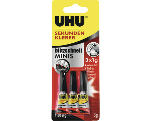 UHU  Sekundenkleber Minis flüssig 3x