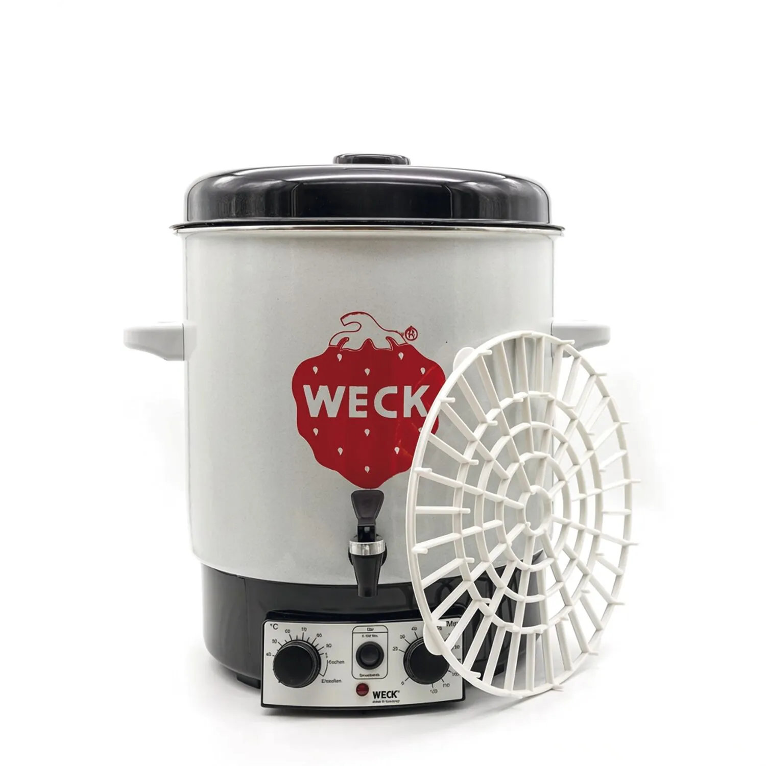 Suppentopf, Elektrischer Kocher, Schöpfhilfe?, Erdbeere Logo, Metallgehäuse