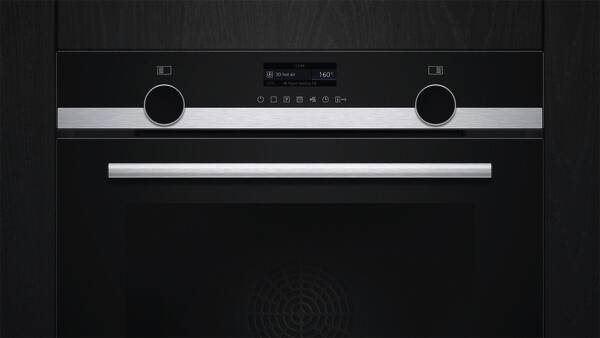 einbaubackofen, elektrobackofen, metallgriff, digitalanzeige, bedienknöpfe