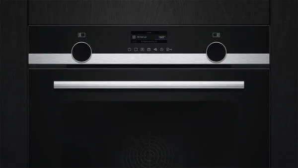einbaubackofen, elektrobackofen, metallgriff, digitalanzeige, bedienknöpfe