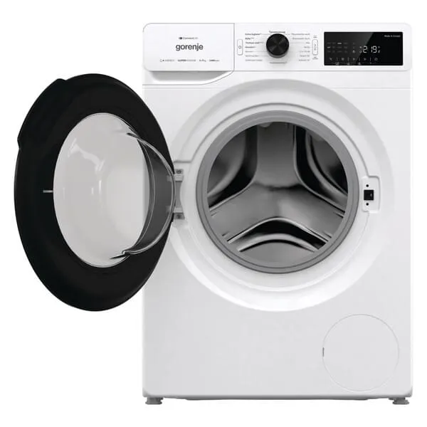 Waschmaschine, Frontlader, Weiß, Tür offen, Stahl-Trommel