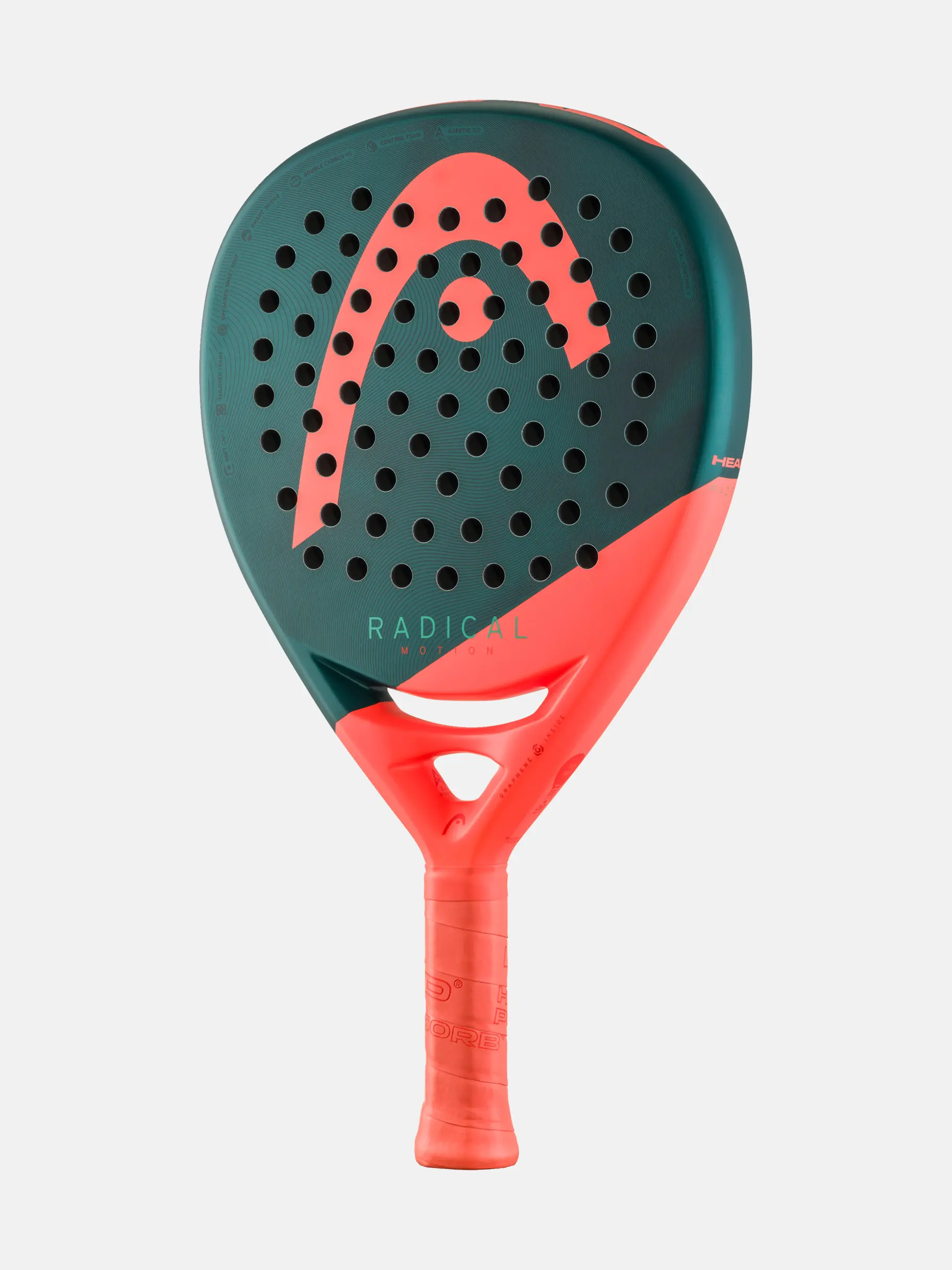 Schläger, Padel, Grün, Korallenfarbe, Perforierte Oberfläche, Griffgriff