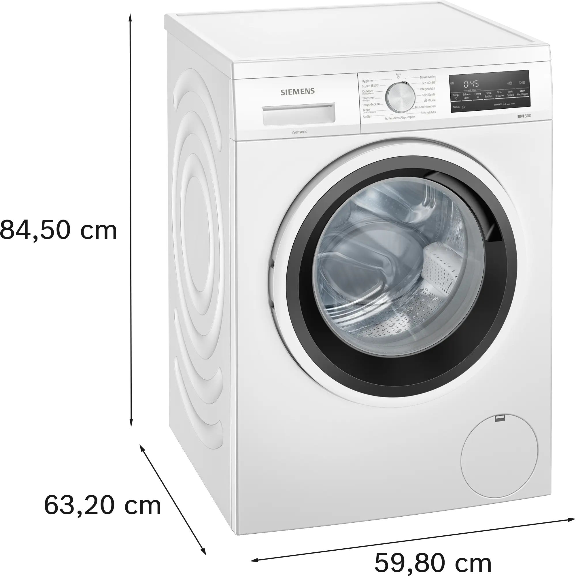 Waschmaschine, Frontlader, Weiß, Glas-Tür, digitales Display