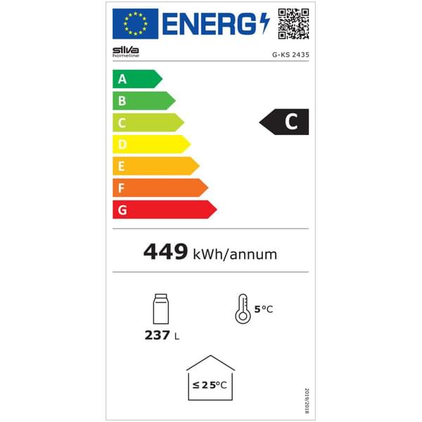 kWh/Jahr, 237 L, Temperatur 5°C, Energieeffizienzlabel C, Kapazität 237 L
