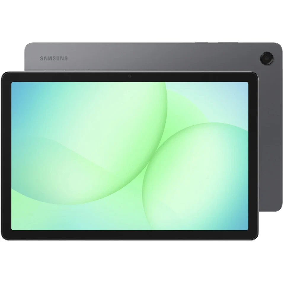 Tablet, Tablet mit Display, Display, schwarzer Rahmen, graue Rückseite