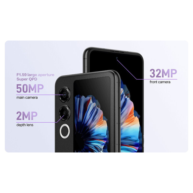 Smartphone, schwarzes Handy, 50-MP-Kamera, Dual-Rückkamera, 32-MP-Frontkamera