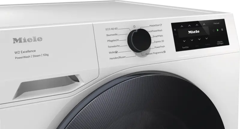 Waschmaschine, Frontlader, Weiß, Digitale Anzeige, Bedienfeld