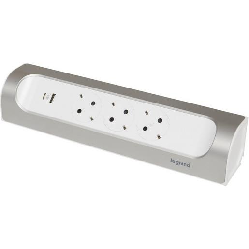 Steckdosenleiste, Mehrfachstecker, Überspannungsschutz, USB-Port, Metallgehäuse