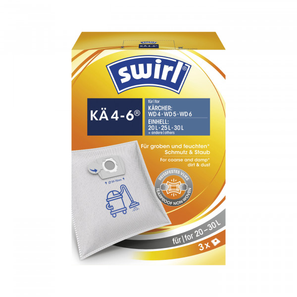 Swirl Staubbeutel KÄ4-6 3er Pack passend für Kärcher WD4, 6 und Einhell 20L, 25L & 30L