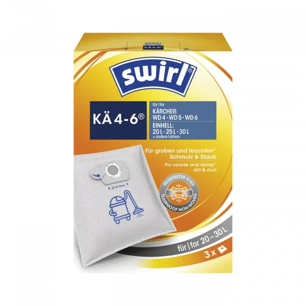 Swirl Staubbeutel KÄ4-6 3er Pack passend für Kärcher WD4, 6 und Einhell 20L, 25L & 30L