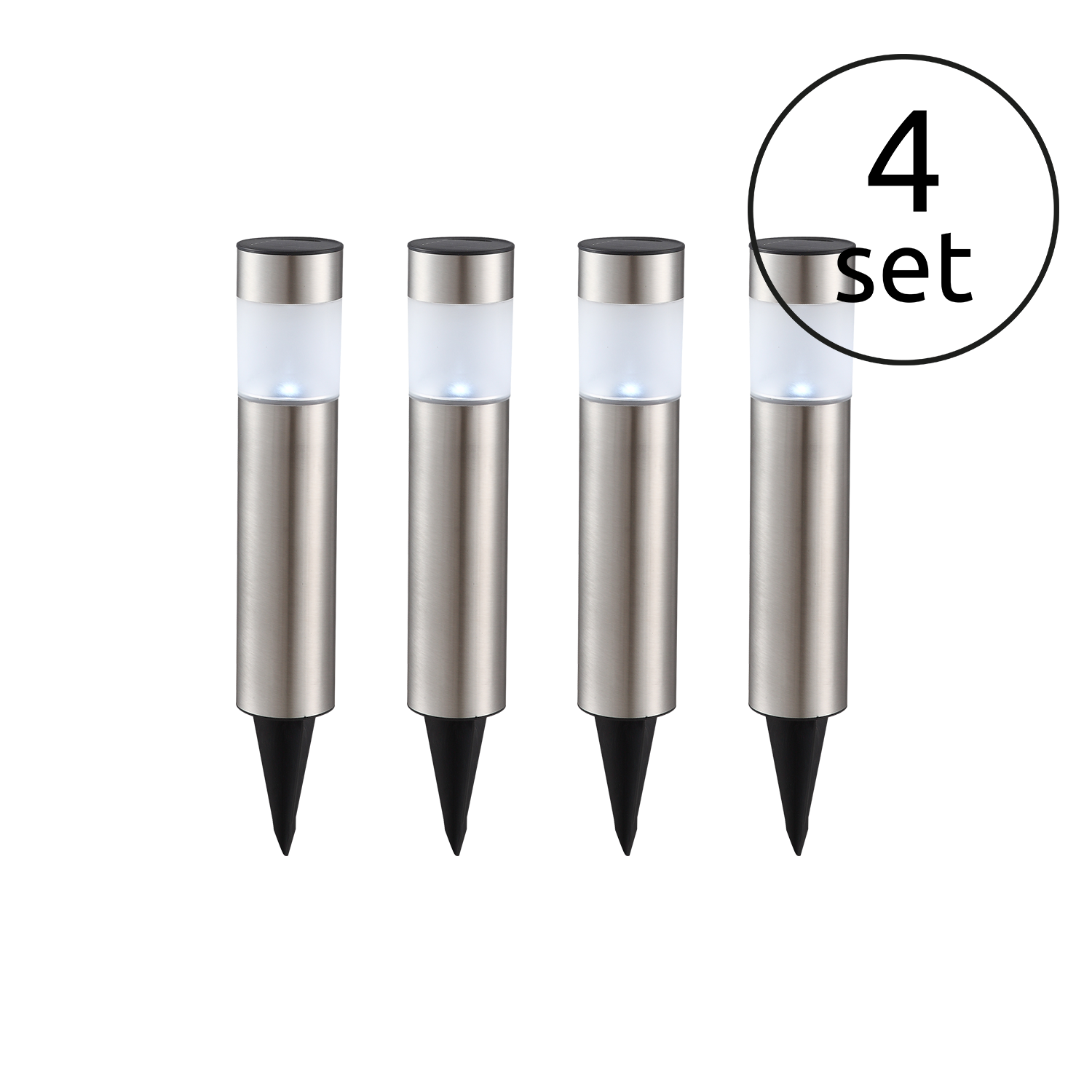 33245-4  Solarleuchte  Edelstahl, 1xLED 4er Set