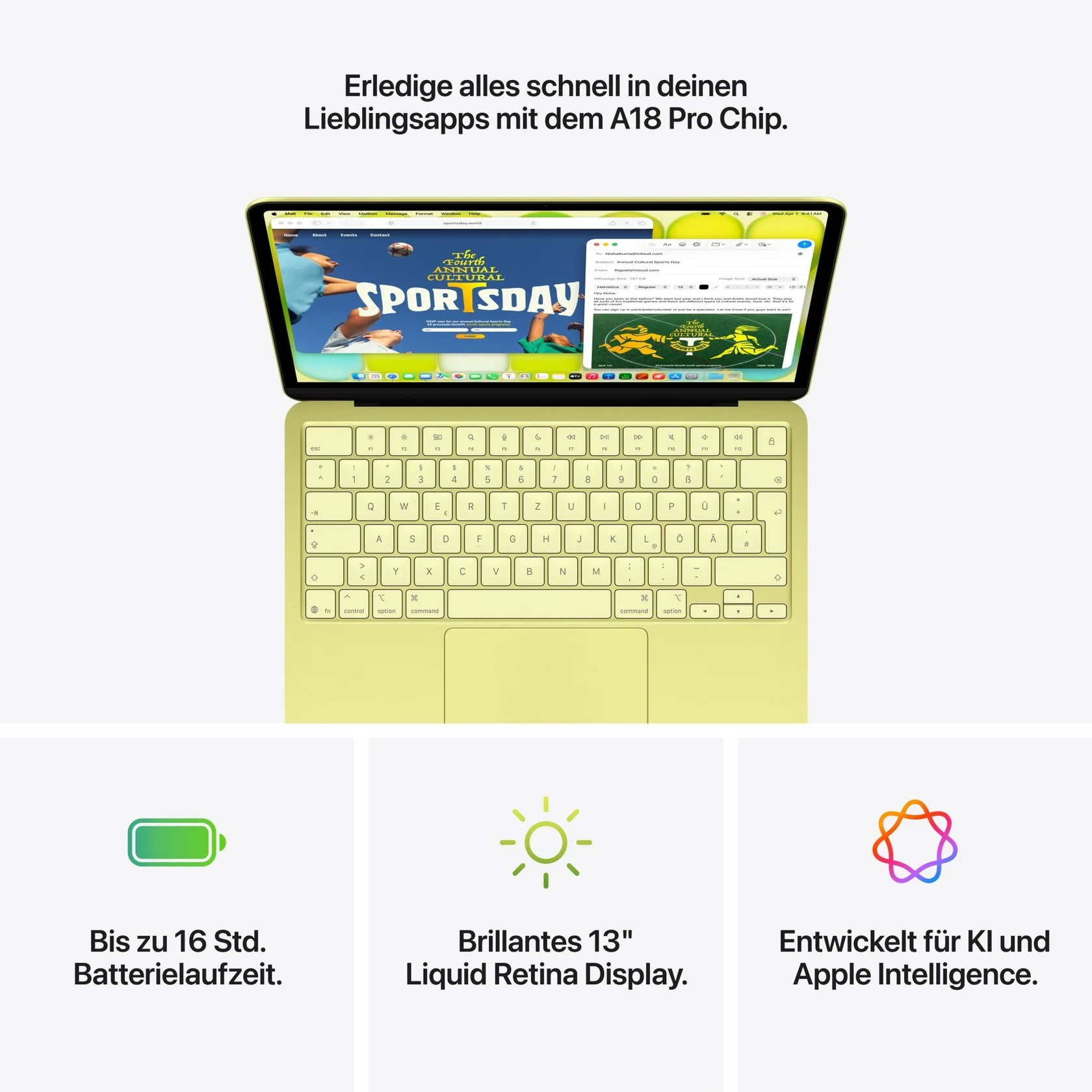 Apple MacBook Neo 13"   mit A18 Pro Chip, 6-core CPU, 256GB SSD, Blush MHFH4D/A