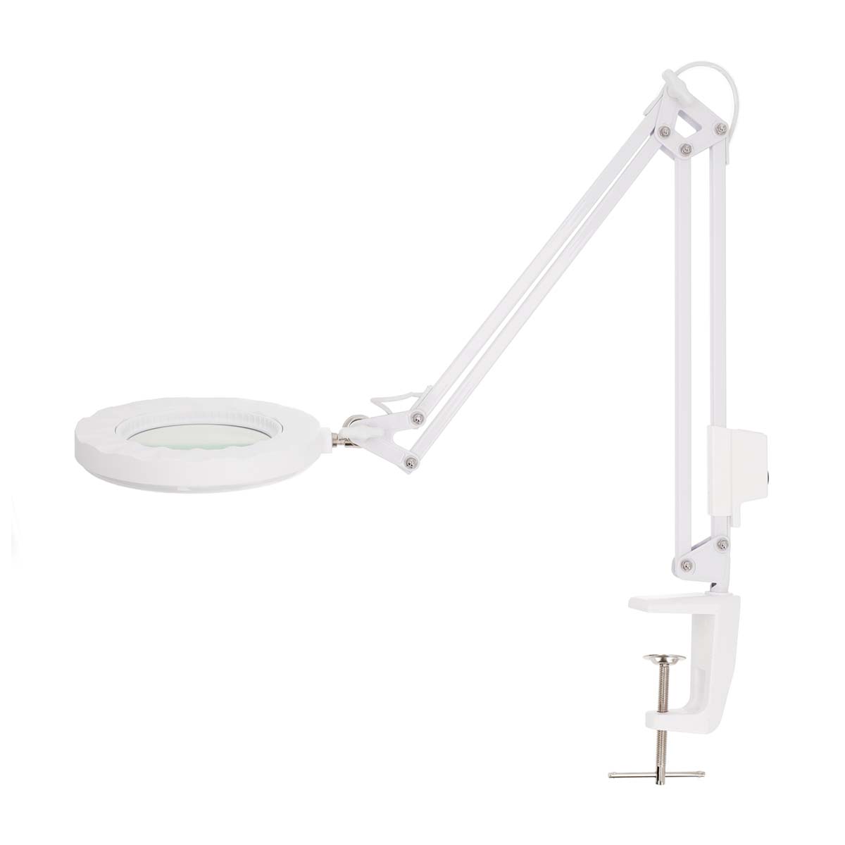 Vergrößerungslampe, Schwenkarm, Weiß, Klemmhalter, LED-Vergrößerungslampe