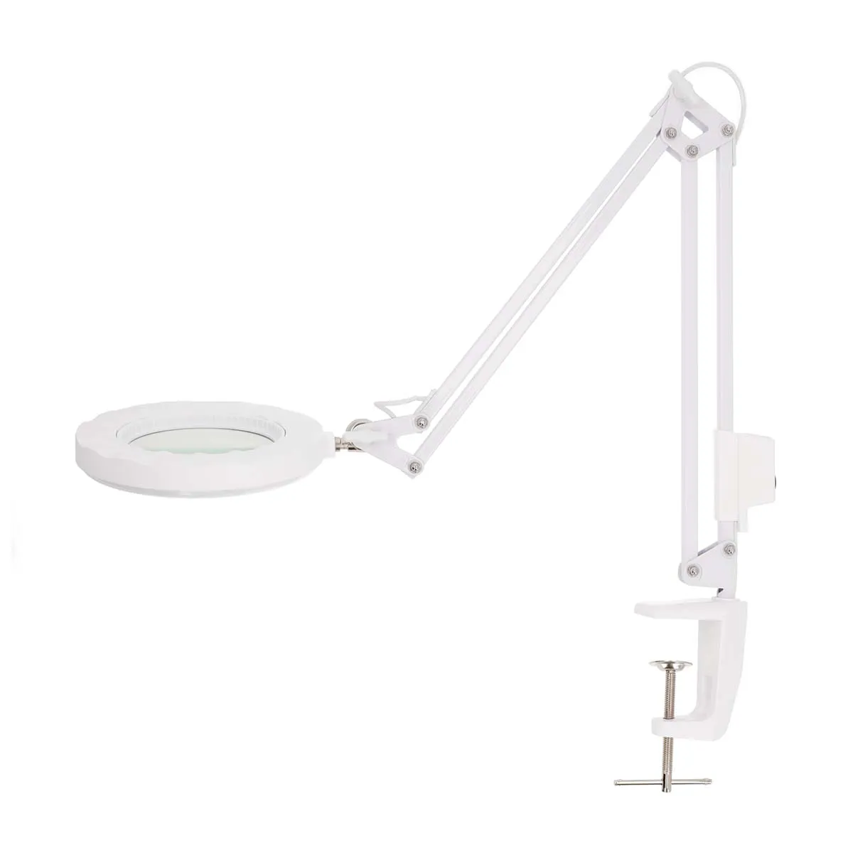Vergrößerungslampe, Schwenkarm, Weiß, Klemmhalter, LED-Vergrößerungslampe