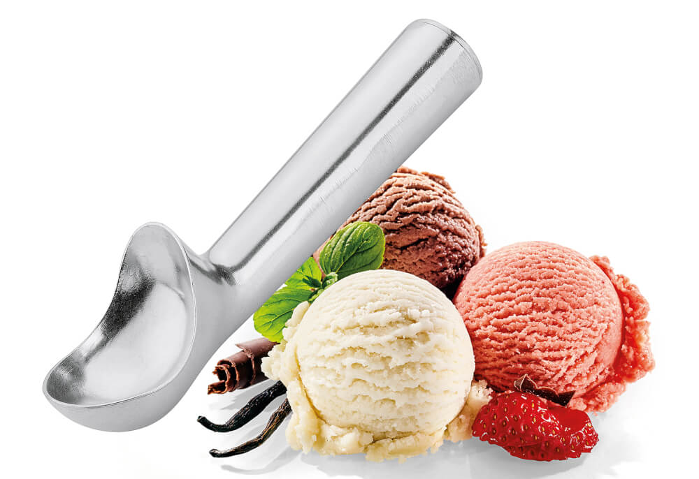 Sahne, Eiscreme, Rauchrohr, Gefrorener Joghurt, Präsentation des Essens