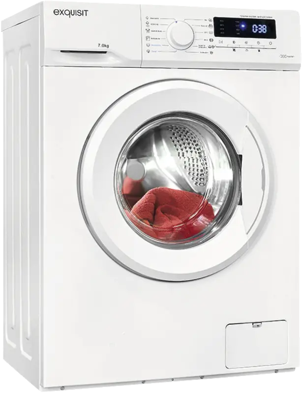 Waschmaschine, Frontlader, 7kg, Weiß, Glas-Tür