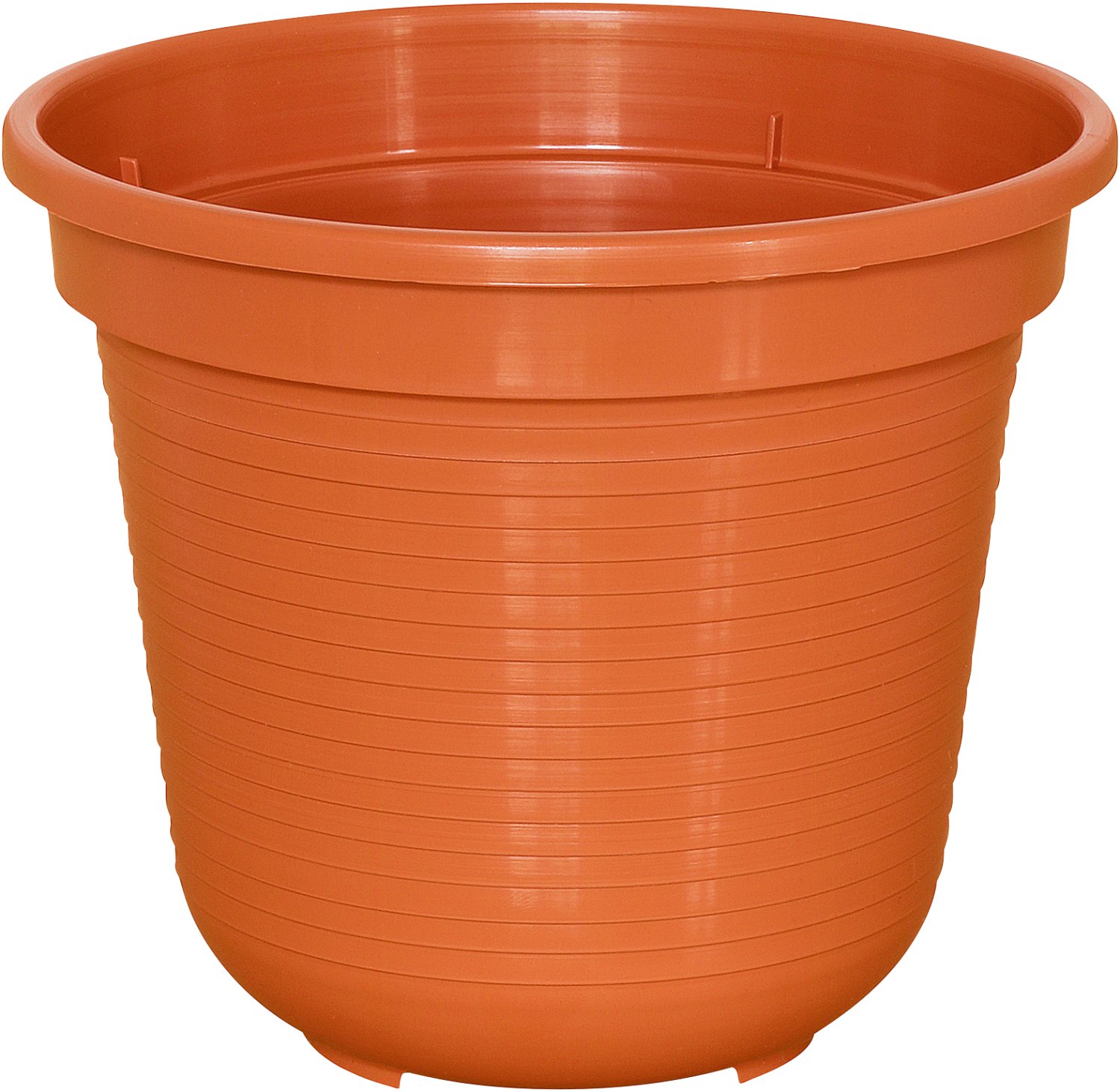 Blumenkübel, Terrakotta-Orange, Plastiktopf, Rillen-Topf, Pflanzenbehälter