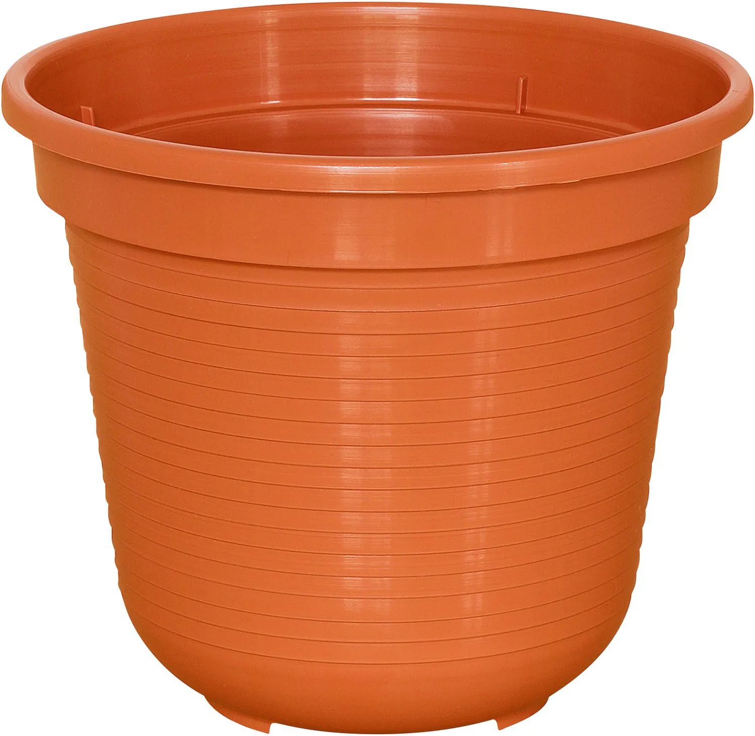 Blumenkübel, Terrakotta-Orange, Plastiktopf, Rillen-Topf, Pflanzenbehälter