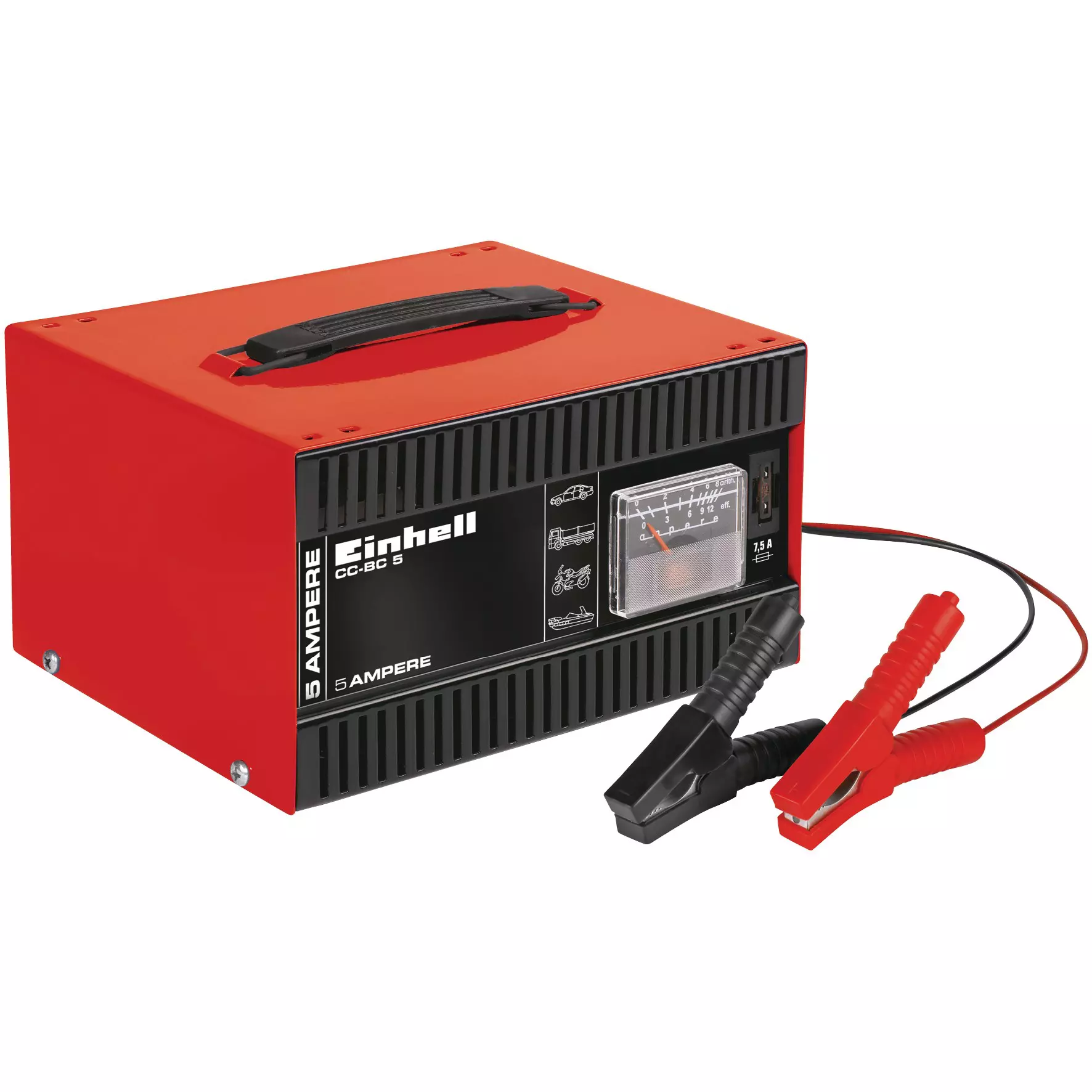 Autobatterie-Ladegerät, Büro-Netzgerät, 12V-Ladegerät, Ammeter, rotes tragbares Gerät