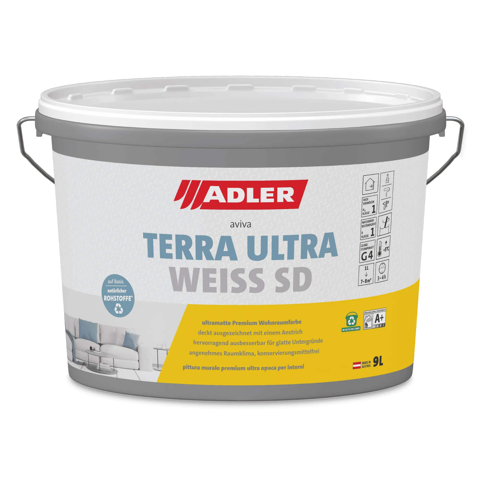 Farbe, Wandfarbe, Latex, Weiß, 9L