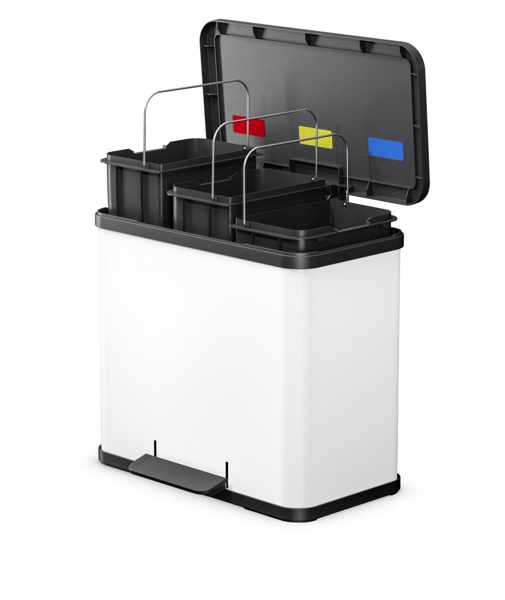 171695 Öko trio Plus L weiß Tret-Mülltrenner für 3-fach-Mülltrennung