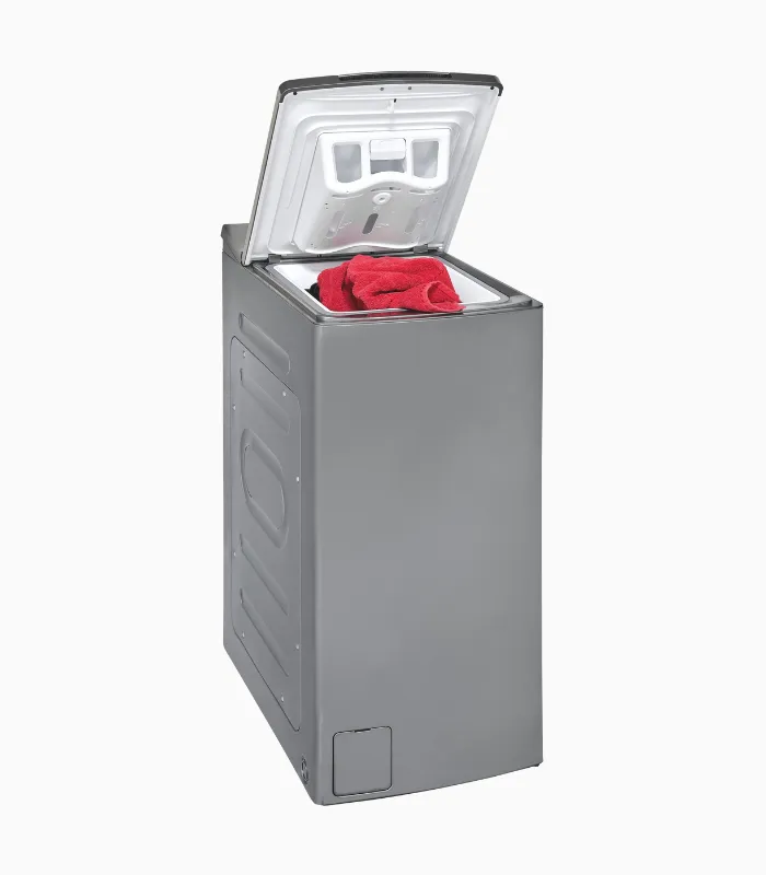 Top-Beladung, Waschmaschine, Silber, rote-Wäsche, Gerät
