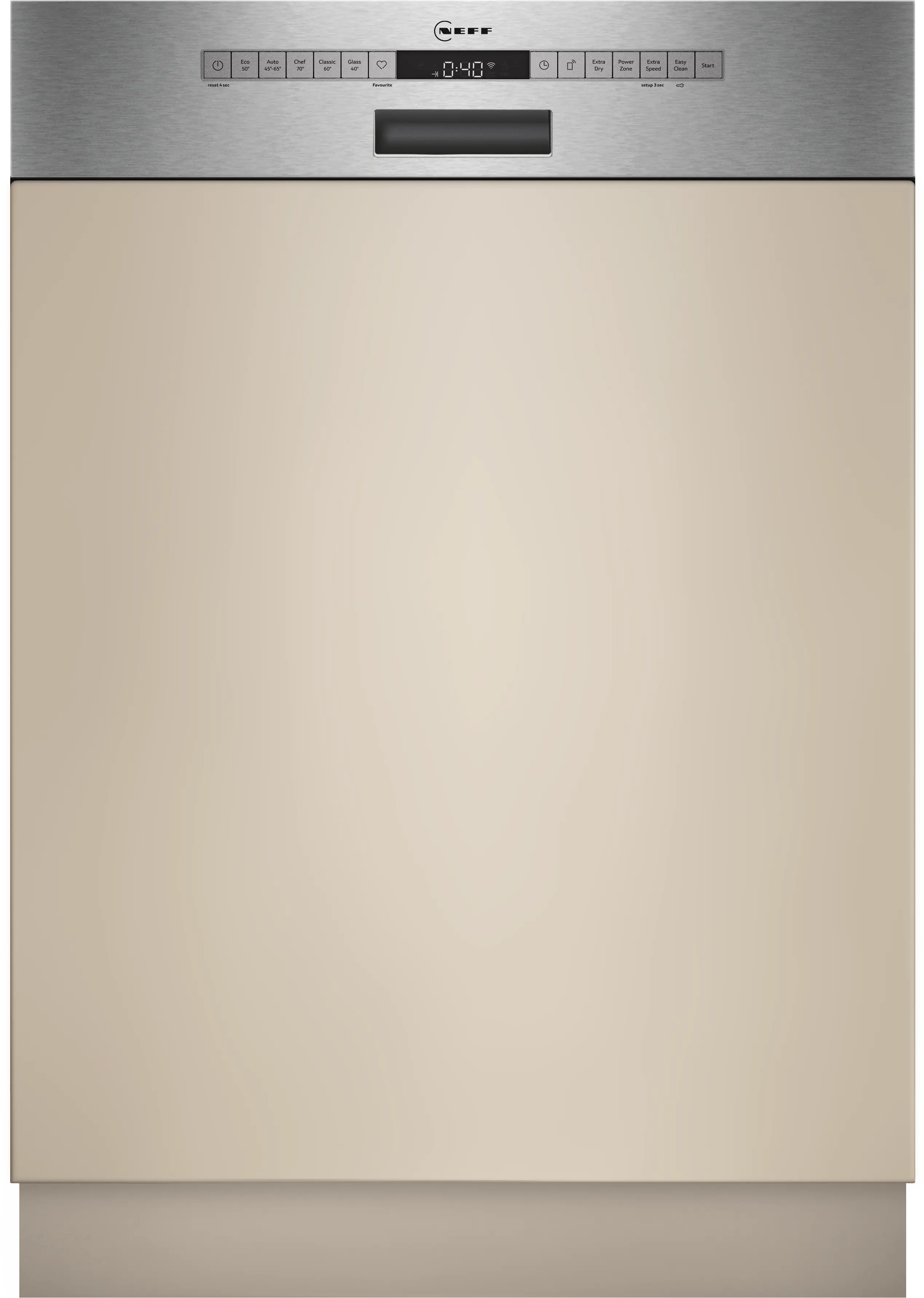 Geschirrspüler, Beige, Edelstahl, Bedienfeld, Frontlader