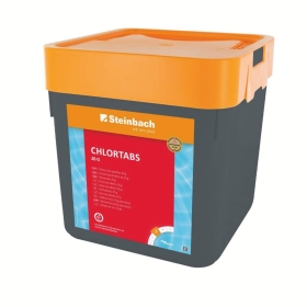 chlorblei, Poolchemikalie, Behälter, orange Deckel, Chlortabletten-Behälter