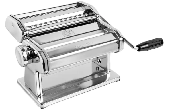 Pasta-Maschine, manuell, Edelstahl, Kurbelgriff, Rollenschneider