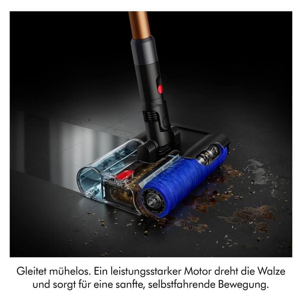 Staubsauger, Stabstaubsauger, Roller, blaues Spulenkern, motorischer Bürstenkopf