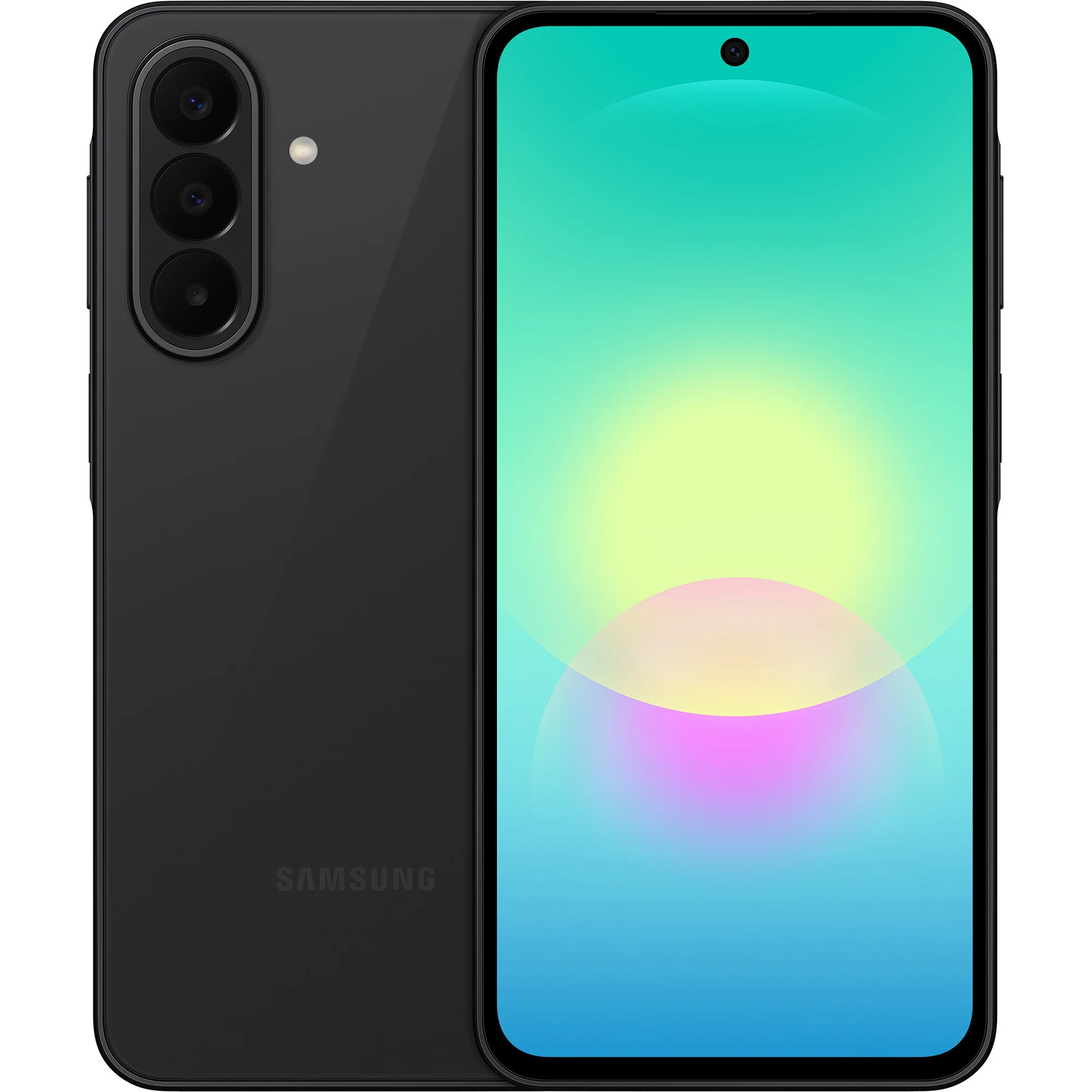 Smartphone, schwarz, Vierfachkamera, Display mit Loch, Glasrückseite