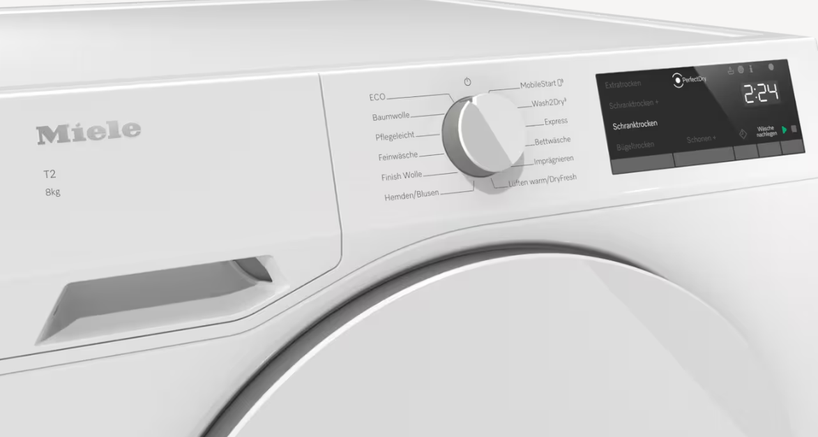Waschmaschine, Frontlader, Digitale Anzeige, Bedienknopf, Miele