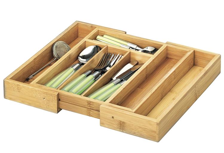Holzcutleryschale, Besteckorganizer, Silberwaren-Set, Grüne-Griff-Besteck, Schubladeneinlage