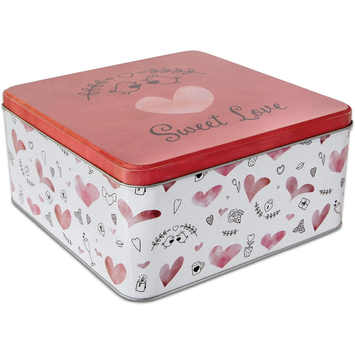 710153- Gebäckdose Sweet Love Quadratisch Weißblech