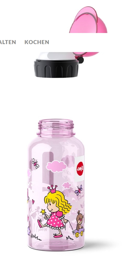 Wasserflasche, Kinderflasche, rosa Flasche, Plastikflasche, Mädchen Illustration