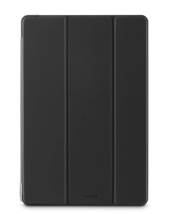 tablet- Hülle, Klapphülle dreiteilig, schwarz, Polymer, Standleiste Hülle